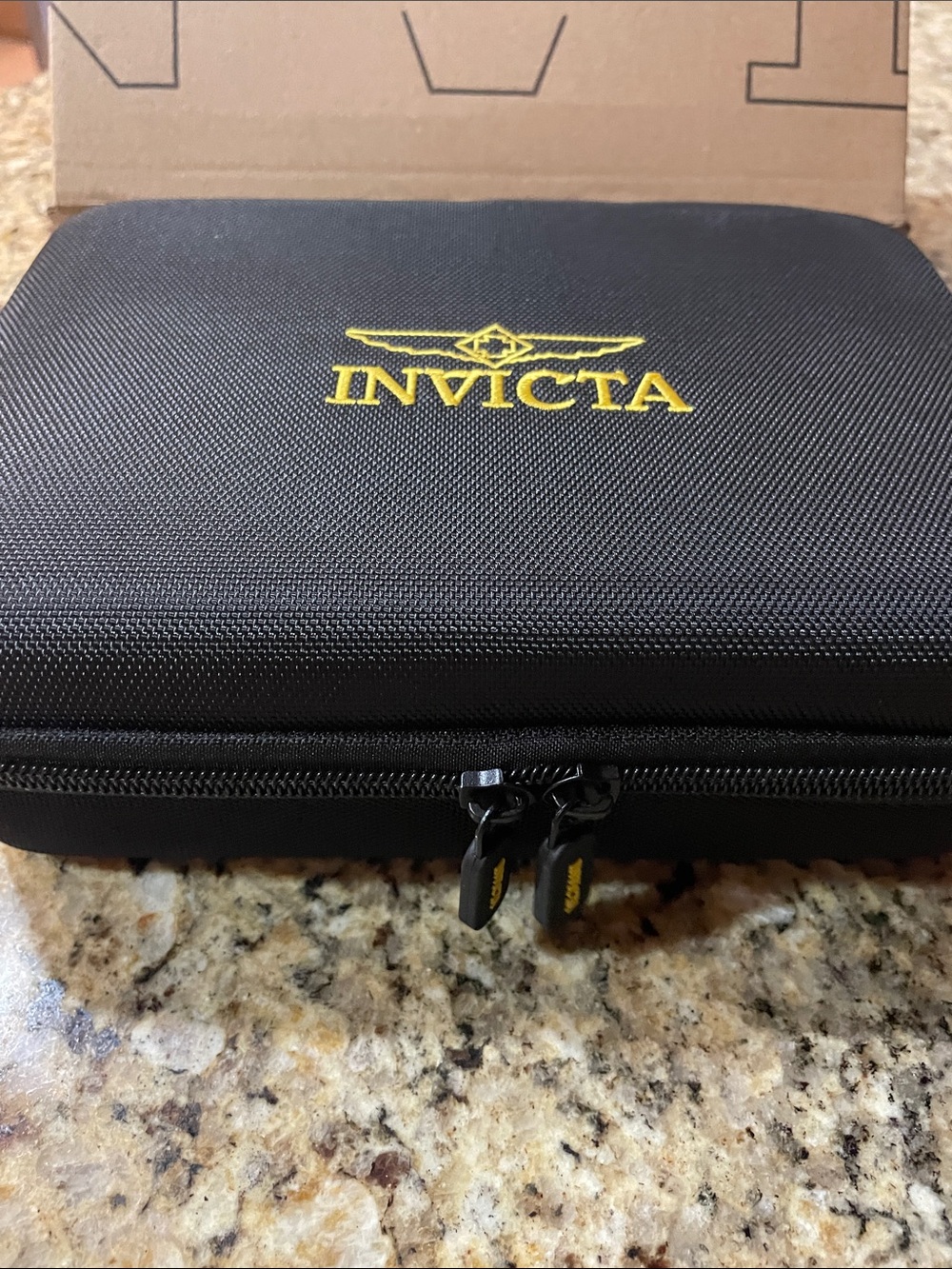 Invicta Black with Yellow Logo Travel Watch Case - Picture 2 of 3